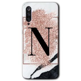 Xiaomi Mi 9 SE Pembe Mermer Desenli K Harfi Baskılı Uyumlu Silikon Kılıf