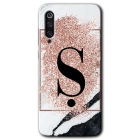 Xiaomi Mi 9 SE Pembe Mermer Desenli K Harfi Baskılı Uyumlu Silikon Kılıf