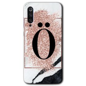Xiaomi Mi 9 SE Pembe Mermer Desenli K Harfi Baskılı Uyumlu Silikon Kılıf