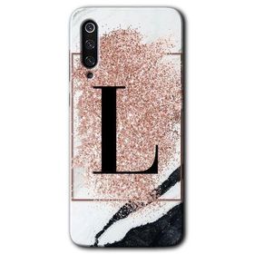 Xiaomi Mi 9 SE Pembe Mermer Desenli L Harfi Baskılı Uyumlu Silikon Kılıf
