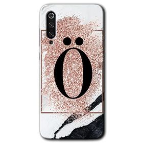 Xiaomi Mi 9 SE Pembe Mermer Desenli O Harfi Baskılı Uyumlu Silikon Kılıf