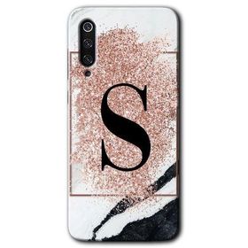 Xiaomi Mi 9 SE Pembe Mermer Desenli S Harfi Baskılı Uyumlu Silikon Kılıf