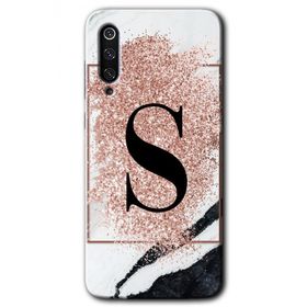 Xiaomi Mi 9 SE Pembe Mermer Desenli S Harfi Baskılı Uyumlu Silikon Kılıf
