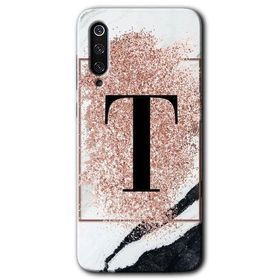 Xiaomi Mi 9 SE Pembe Mermer Desenli T Harfi Baskılı Uyumlu Silikon Kılıf