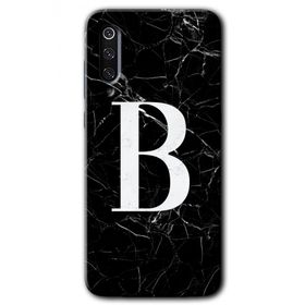 Xiaomi Mi 9 SE Siyah Mermer Desenli B Harfi Baskılı Uyumlu Silikon Kılıf