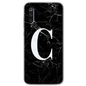 Xiaomi Mi 9 SE Siyah Mermer Desenli C Harfi Baskılı Uyumlu Silikon Kılıf