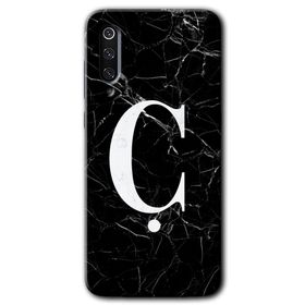 Xiaomi Mi 9 SE Siyah Mermer Desenli C Harfi Baskılı Uyumlu Silikon Kılıf