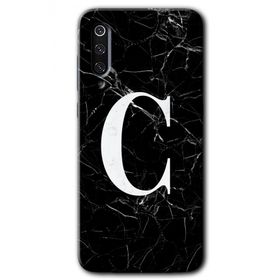 Xiaomi Mi 9 SE Siyah Mermer Desenli C Harfi Baskılı Uyumlu Silikon Kılıf