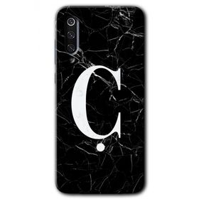 Xiaomi Mi 9 SE Siyah Mermer Desenli C Harfi Baskılı Uyumlu Silikon Kılıf