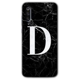 Xiaomi Mi 9 SE Siyah Mermer Desenli D Harfi Baskılı Uyumlu Silikon Kılıf