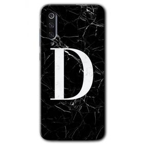 Xiaomi Mi 9 SE Siyah Mermer Desenli D Harfi Baskılı Uyumlu Silikon Kılıf