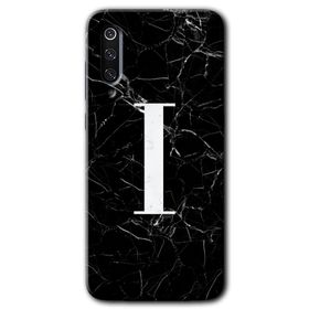 Xiaomi Mi 9 SE Siyah Mermer Desenli I Harfi Baskılı Uyumlu Silikon Kılıf