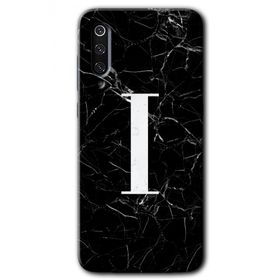 Xiaomi Mi 9 SE Siyah Mermer Desenli I Harfi Baskılı Uyumlu Silikon Kılıf