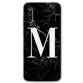 Xiaomi Mi 9 SE Siyah Mermer Desenli M Harfi Baskılı Uyumlu Silikon Kılıf
