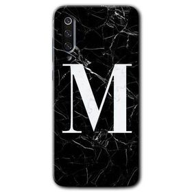 Xiaomi Mi 9 SE Siyah Mermer Desenli M Harfi Baskılı Uyumlu Silikon Kılıf