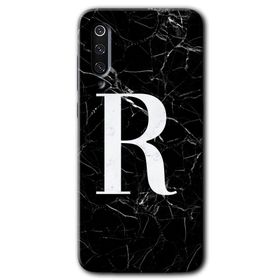 Xiaomi Mi 9 SE Siyah Mermer Desenli R Harfi Baskılı Uyumlu Silikon Kılıf