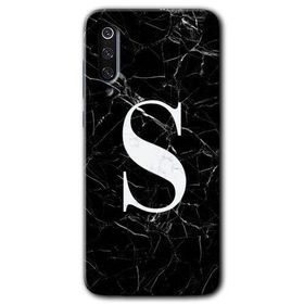 Xiaomi Mi 9 SE Siyah Mermer Desenli S Harfi Baskılı Uyumlu Silikon Kılıf