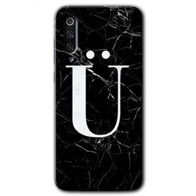 Xiaomi Mi 9 SE Siyah Mermer Desenli Ü Harfi Baskılı Uyumlu Silikon Kılıf