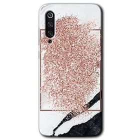 Xiaomi Mi 9 Simli Mermer Baskılı Uyumlu Silikon Kılıf