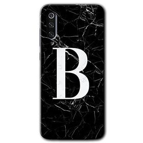 Xiaomi Mi 9 Siyah Mermer Desenli B Harfi Baskılı Uyumlu Silikon Kılıf