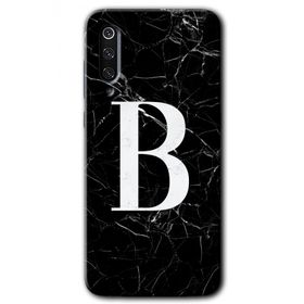 Xiaomi Mi 9 Siyah Mermer Desenli B Harfi Baskılı Uyumlu Silikon Kılıf