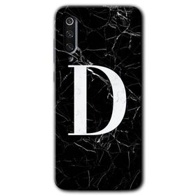 Xiaomi Mi 9 Siyah Mermer Desenli D Harfi Baskılı Uyumlu Silikon Kılıf