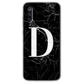 Xiaomi Mi 9 Siyah Mermer Desenli D Harfi Baskılı Uyumlu Silikon Kılıf