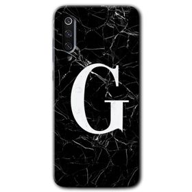 Xiaomi Mi 9 Siyah Mermer Desenli F Harfi Baskılı Uyumlu Silikon Kılıf