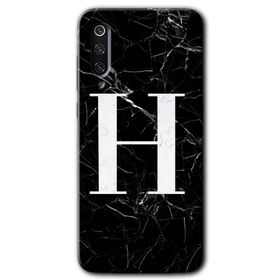 Xiaomi Mi 9 Siyah Mermer Desenli F Harfi Baskılı Uyumlu Silikon Kılıf