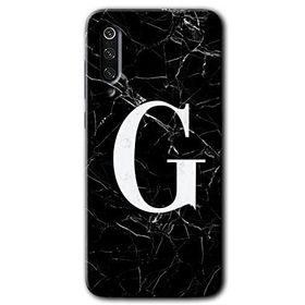Xiaomi Mi 9 Siyah Mermer Desenli G Harfi Baskılı Uyumlu Silikon Kılıf