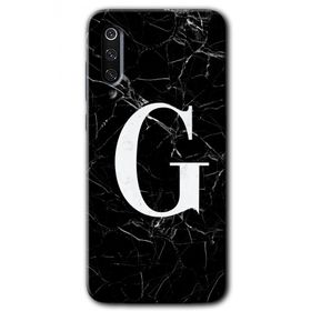 Xiaomi Mi 9 Siyah Mermer Desenli G Harfi Baskılı Uyumlu Silikon Kılıf