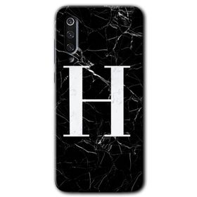 Xiaomi Mi 9 Siyah Mermer Desenli H Harfi Baskılı Uyumlu Silikon Kılıf