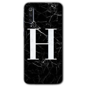 Xiaomi Mi 9 Siyah Mermer Desenli H Harfi Baskılı Uyumlu Silikon Kılıf