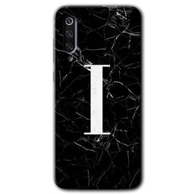 Xiaomi Mi 9 Siyah Mermer Desenli I Harfi Baskılı Uyumlu Silikon Kılıf