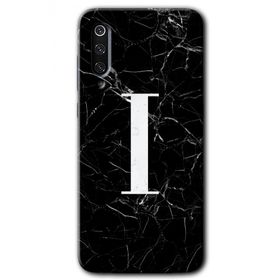Xiaomi Mi 9 Siyah Mermer Desenli I Harfi Baskılı Uyumlu Silikon Kılıf