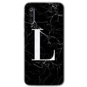 Xiaomi Mi 9 Siyah Mermer Desenli L Harfi Baskılı Uyumlu Silikon Kılıf