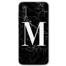 Xiaomi Mi 9 Siyah Mermer Desenli M Harfi Baskılı Uyumlu Silikon Kılıf