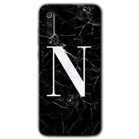 Xiaomi Mi 9 Siyah Mermer Desenli N Harfi Baskılı Uyumlu Silikon Kılıf