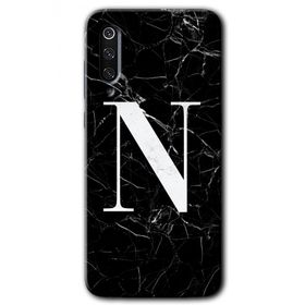 Xiaomi Mi 9 Siyah Mermer Desenli N Harfi Baskılı Uyumlu Silikon Kılıf
