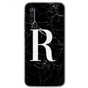 Xiaomi Mi 9 Siyah Mermer Desenli R Harfi Baskılı Uyumlu Silikon Kılıf