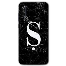 Xiaomi Mi 9 Siyah Mermer Desenli Ş Harfi Baskılı Uyumlu Silikon Kılıf