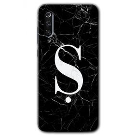 Xiaomi Mi 9 Siyah Mermer Desenli Ş Harfi Baskılı Uyumlu Silikon Kılıf