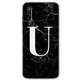 Xiaomi Mi 9 Siyah Mermer Desenli U Harfi Baskılı Uyumlu Silikon Kılıf