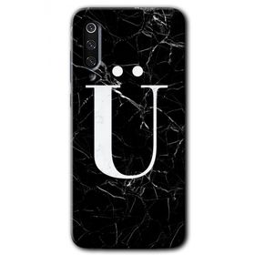 Xiaomi Mi 9 Siyah Mermer Desenli U Harfi Baskılı Uyumlu Silikon Kılıf