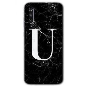 Xiaomi Mi 9 Siyah Mermer Desenli U Harfi Baskılı Uyumlu Silikon Kılıf