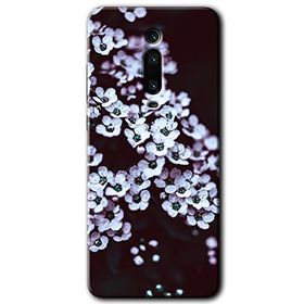 Xiaomi Mi 9T Beyaz Çiçek Baskılı Uyumlu Silikon Kılıf