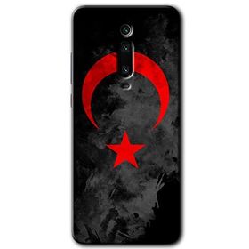 Xiaomi Mi 9T Black Ayyıldız Baskılı Uyumlu Silikon Kılıf