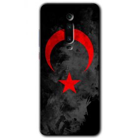Xiaomi Mi 9T Black Ayyıldız Baskılı Uyumlu Silikon Kılıf