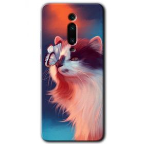 Xiaomi Mi 9T Cat Butterfly Baskılı Uyumlu Silikon Kılıf