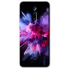 Xiaomi Mi 9T Color Splash Purple Baskılı Uyumlu Silikon Kılıf